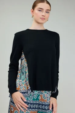 Contrast Panel Sweater Top