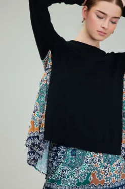 Contrast Panel Sweater Top