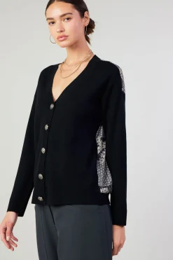 Contrast Paneled Cardigan