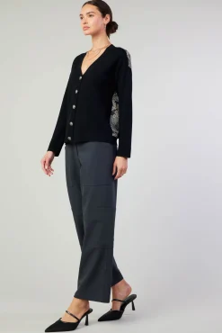 Contrast Paneled Cardigan