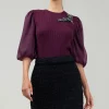 Contrast Sleeve Knit Blouse