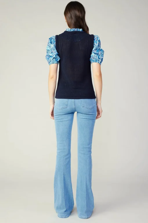 Contrast Sleeve Knit Top