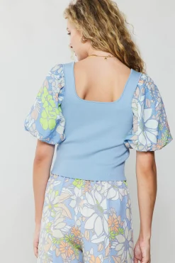 Contrast Sleeve Knit Top