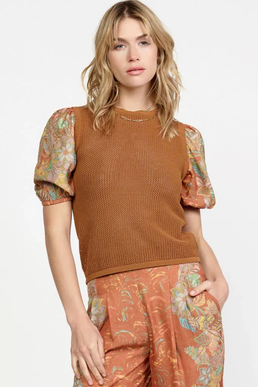 Contrast Sleeve Retro Knit Top