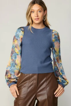 Contrast Sleeve Sweater Top