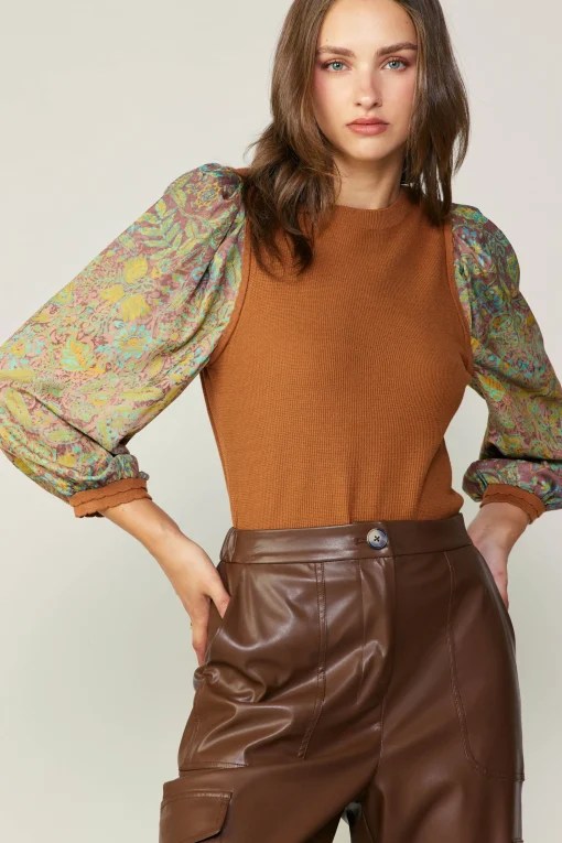 Contrast Sleeve Sweater Top