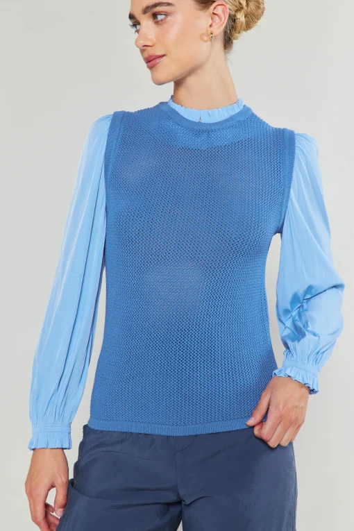 Contrast Sleeve Sweater Top