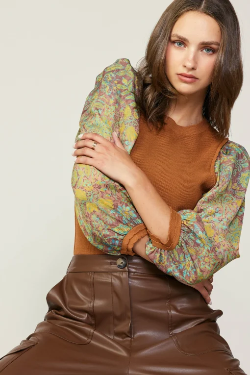Contrast Sleeve Sweater Top