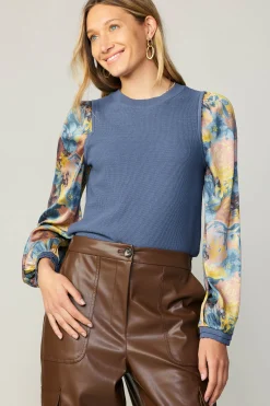 Contrast Sleeve Sweater Top