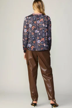 Contrast Stripe Floral Blouse