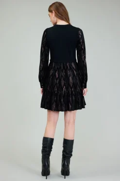 Contrast Velvet Foil Mini Dress