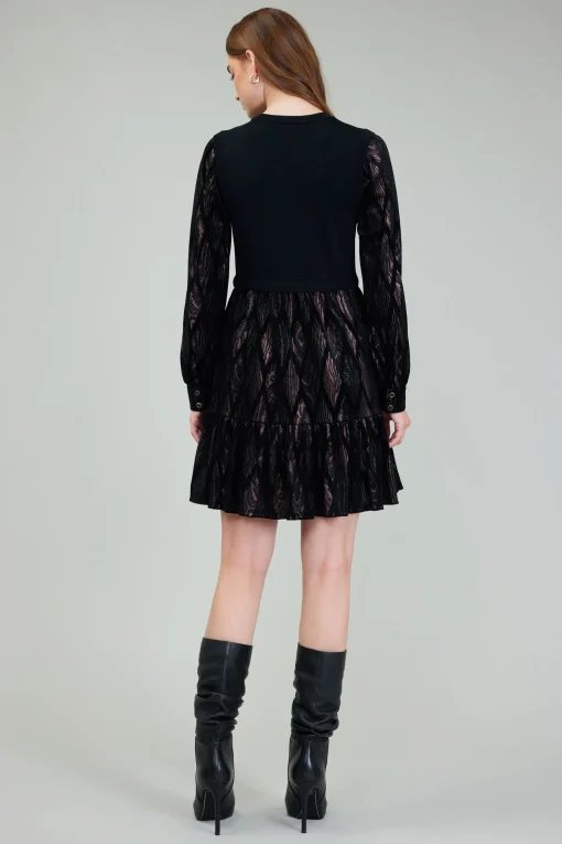 Contrast Velvet Foil Mini Dress