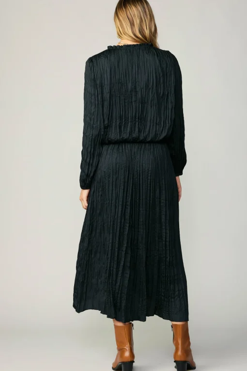 Crinkle Plisse Midi Skirt