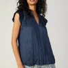 Crinkled Flutter Sleeve Top