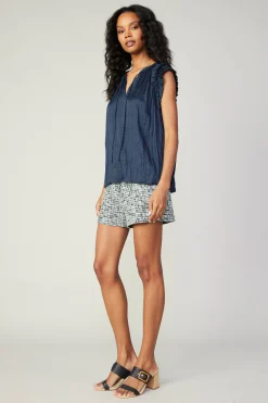 Crinkled Flutter Sleeve Top