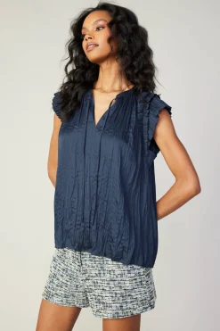 Crinkled Flutter Sleeve Top