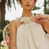Detachable Rosette Halter Top