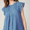 Embroidered Cap Sleeve Top