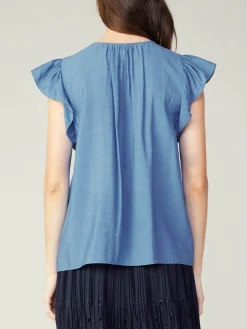 Embroidered Cap Sleeve Top