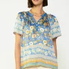 Floral Border Print Blouse