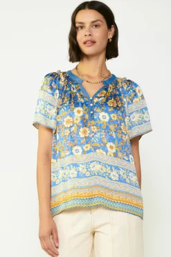 Floral Border Print Blouse