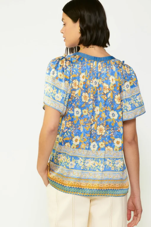 Floral Border Print Blouse