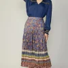 Floral Border Print Midi Skirt