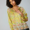 Floral Border Print Raglan Blouse