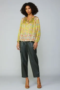 Floral Border Print Raglan Blouse
