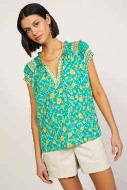 Floral Border Print Top