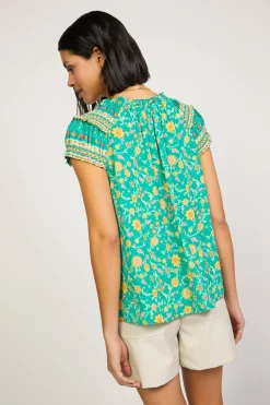 Floral Border Print Top