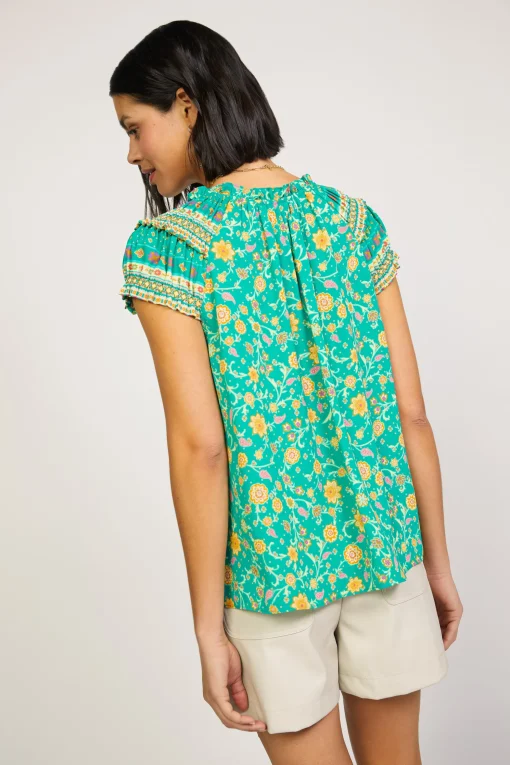 Floral Border Print Top