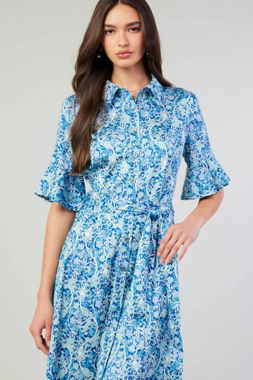Floral Buttondown Shirt Dress