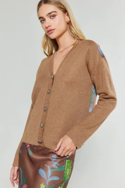 Floral Contrast Cardigan