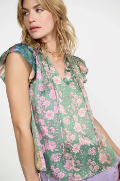 Floral Gradient Ruffled Blouse
