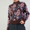 Floral Jacquard Zip Sweater