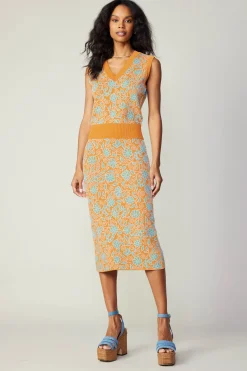 Floral Knit Midi Skirt