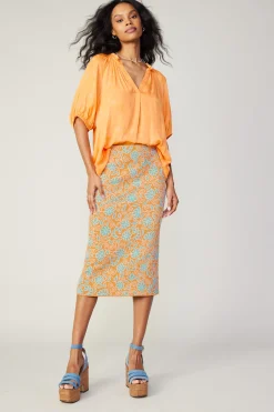 Floral Knit Midi Skirt