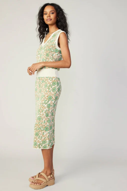 Floral Knit Midi Skirt