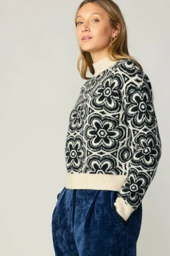 Floral Mock Neck Sweater