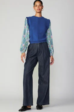 Floral Nouveau Contrast Top