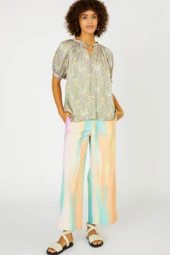 Floral Nouveau Split Neck Blouse