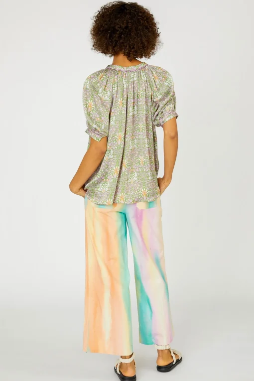 Floral Nouveau Split Neck Blouse