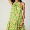 Floral Patterned Halter Mini Dress