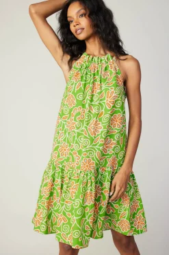 Floral Patterned Halter Mini Dress