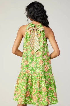Floral Patterned Halter Mini Dress
