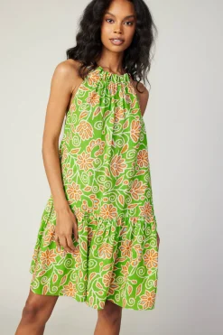 Floral Patterned Halter Mini Dress