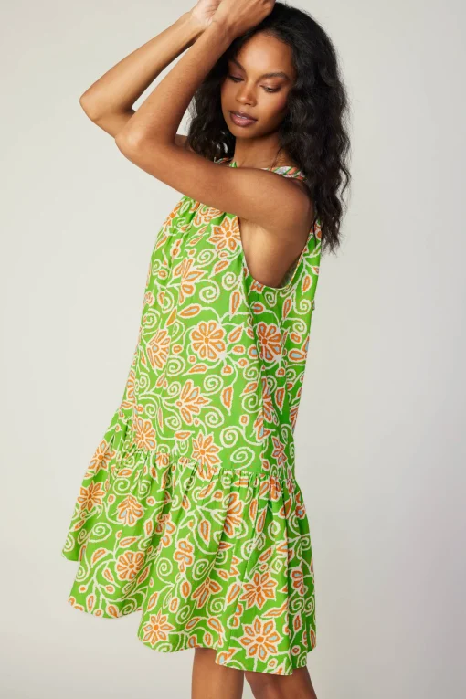 Floral Patterned Halter Mini Dress