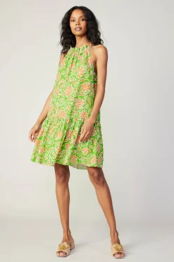 Floral Patterned Halter Mini Dress