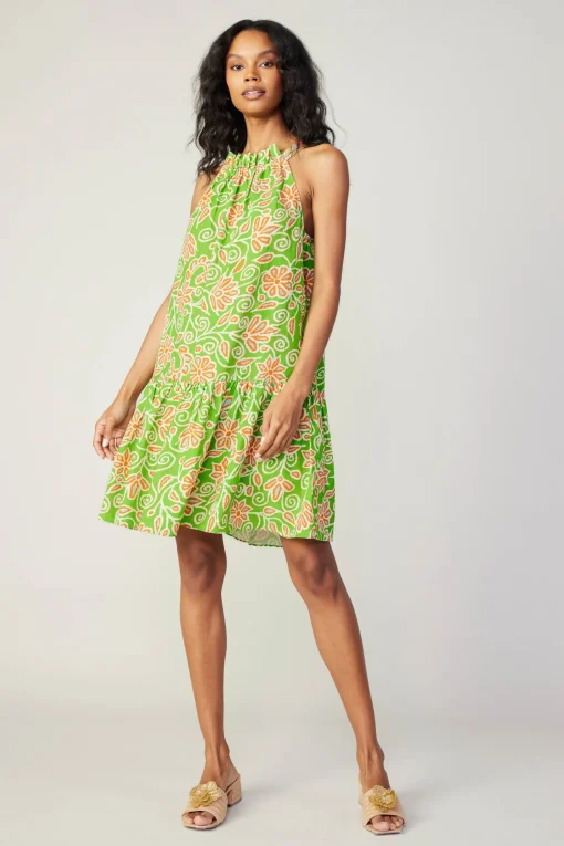 Floral Patterned Halter Mini Dress